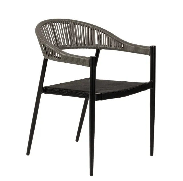 Πολυθρόνα Κήπου ArteLibre LIVINGSTONE Μαύρο/Γκρι Αλουμίνιο/Rattan 56x55x76cm