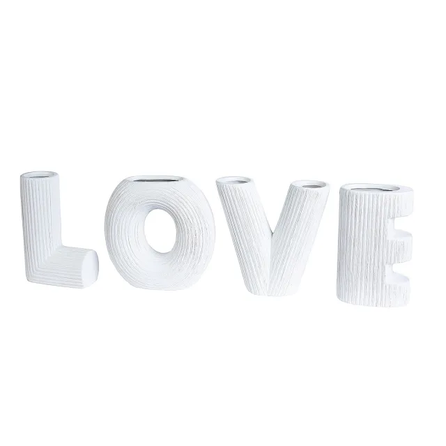 Βάζο ArteLibre 'LOVE' Λευκό Κεραμικό Υ15cm Σετ 4Τμχ