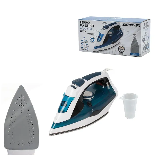 Ατμοσίδερο Με Πλάκα Inox Λευκό/Μπλε 2200W