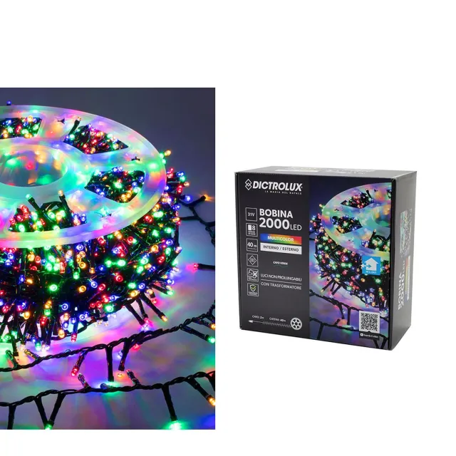 2000 LED Εσωτ. & Εξωτ. Χώρου Με 8 Προγράμματα Και Μετασχηματιστή Ψυχρό Λευκό Φως Πράσινο Καλώδιο Μη Επεκτεινόμενο IP44 3