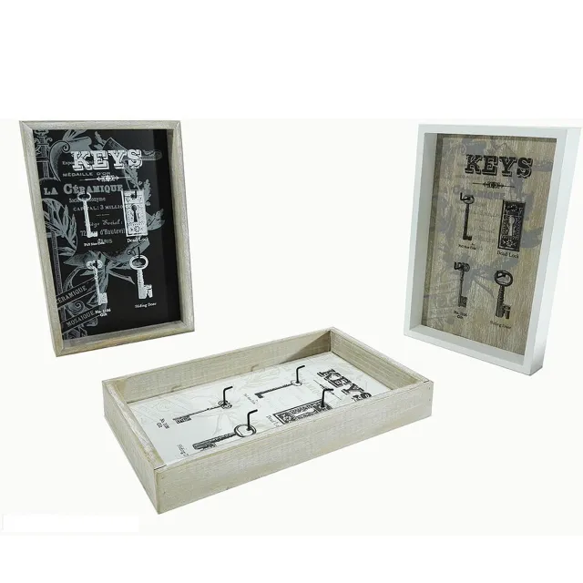Κλειδοθήκη ξύλο/γκρι 16x25x3.5cm 4Θέσεις Σε 3 Σχέδια