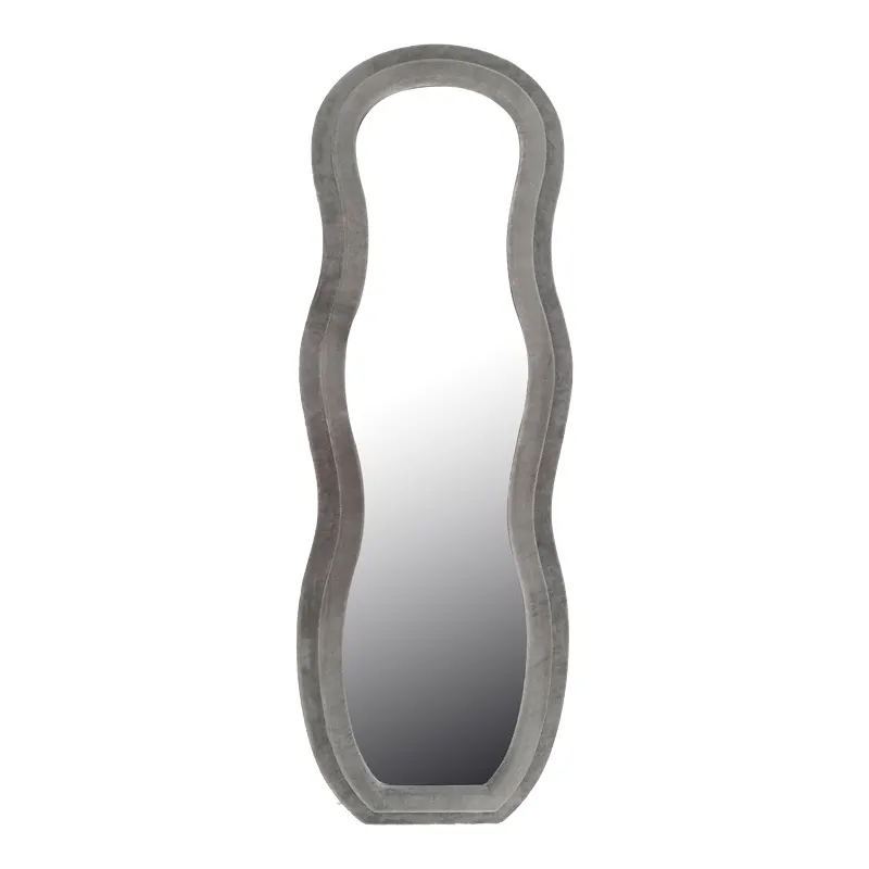 Καθρέπτης Glinde Inart βελούδο σε γκρι απόχρωση 50x3.3x150εκ