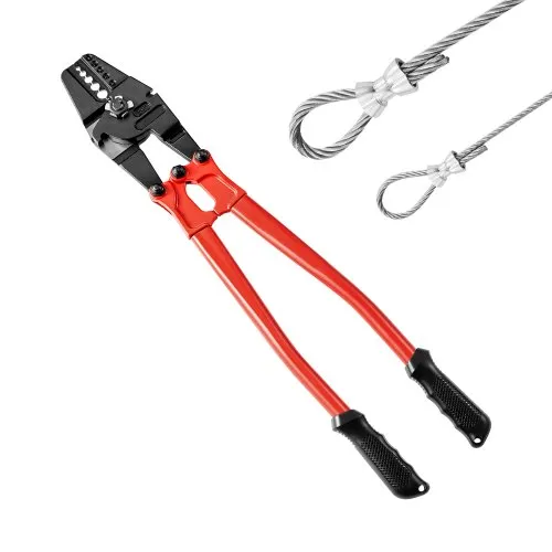 VEVOR 24 ιντσών Swager Crimper 5 κοιλότητας 1/16 έως 3/16 ιντσών Εργαλείο περιτυλίγματος για χάλκινα αλουμίνια οβάλ μανίκια και μανίκια στοπ Εργαλείο πτύχωσης σχοινιού σύρμα Propress Swage Εργαλείο μακριά λαβή Εξοικονόμηση εργασίας