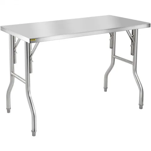 VEVOR Επαγγελματικός Εργασιακός Πάγκος 121.9x61 cm, Αναδιπλούμενος Πάγκος Προετοιμασίας Επαγγελματικής Χρήσης, Βαρέως Τύπου Ανοξείδωτος Πάγκος με Φορτίο 299.8 kg, Πάγκος Κουζίνας, Ανοξείδωτος Χάλυβας
