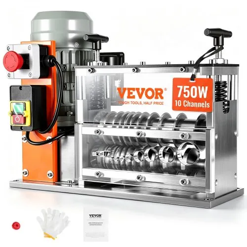 VEVOR Αυτόματη Μηχανή Αφαίρεσης Καλωδίων, 1.5 mm-40 mm Ηλεκτρικός Μηχανοκίνητος Αφαίρετης Καλωδίων, 750W, 30m/min Αφαιρέτης Καλωδίων με Ορατή Αναφορά Βάθους Αφαίρεσης, 10 Κανάλια για Ανακύκλωση Σκουριασμένου Χαλκού