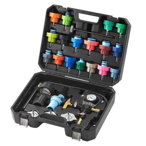VEVOR 28 τεμ. Καθολικό Σετ Δοκιμαστή Πίεσης Ψυκτικού, Δοκιμαστής Πίεσης Ψυκτικού με Χειροκίνητη Αντλία και Χρωματιστά Καπάκια Δοκιμής, Σετ Επαναφόρτισης Ψυκτικού για Αυτοκίνητα, Μοτοσικλέτες, Φορτηγά, Σύστημα Ψύξης