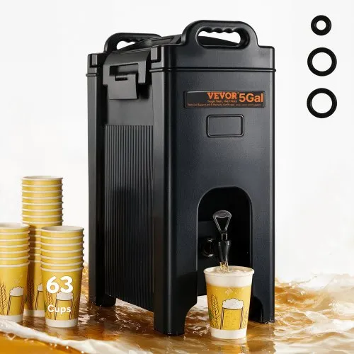 VEVOR Θερμικός Δοχείο Ποτών, 18.9 L, Δοχείο Ποτών Τροφίμων LDPE Ζεστού και Κρύου Ποτού, Θερμικός Δοχέας Ποτών με Λαβή 2.3 cm PU Διπλής Στάθμης, για Εστιατόριο, Κατάστημα Ποτών