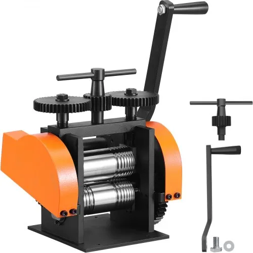 VEVOR Μηχανή Ρολών, 1.77"/45 mm Μηχανή Ρολών Κοσμημάτων, 1: 2.4 Αναλογία Γρανάζι, 3-σε-1 Πολυλειτουργική Μηχανή Ρολών, 0-6 mm Πάχος Πίεσης για Κατασκευή Μετάλλου Κοσμημάτων Φύλλο Τετράγωνο Σύρμα Ημικύκλιο