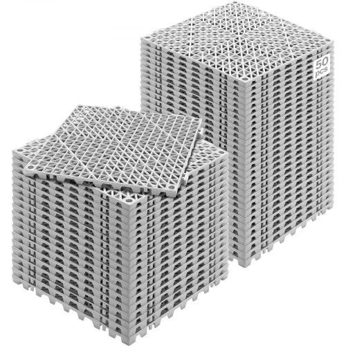 VEVOR Modular Interlocking Cushion, 50 Pack 30 x 30 cm Splicing Drinage Mats, Μαλακό PVC Πλακάκια δαπέδου αποχέτευσης, Αντιολισθητικές οπές αποστράγγισης για τουαλέτα, Μπάνιο, Κουζίνα, Πισίνα, Υγρό Χώρο, Γκρι