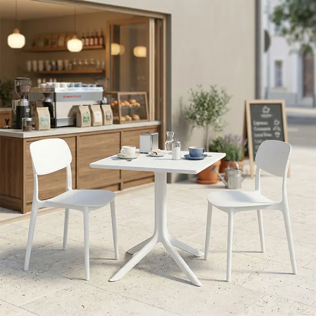 Τραπεζαρία Groovy Berdian pakoworld σετ 3τεμ λευκό PP 60x60x76εκ