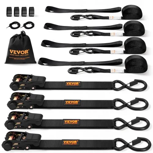 VEVOR Ιμάντες Δέσμευσης Ράβδου (4PK), 2200 lb Μέγιστη Αντοχή Σπασίματος, Περιλαμβάνει 4 Premium 1" x 15' Ιμάντες Δέσμευσης με Επενδεδυμένες Λαβές, για Μετακίνηση Ασφαλίζοντας Φορτία, Συσκευές, Εξοπλισμό Κήπου, Μηχανές