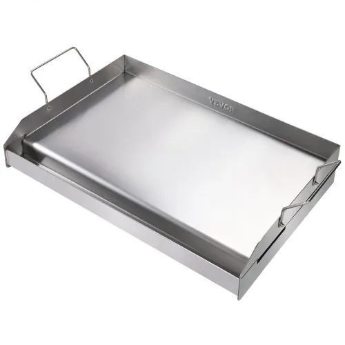Ταψί VEVOR, 23,5"x16" Προετοιμασμένη σχάρα από ανοξείδωτο χάλυβα, Ορθογώνιο ταψί διπλού καυστήρα, Αντικολλητικό Οικογενειακό σκεύος μαγειρικής με χερούλια και αυλάκι λαδιού, για μπάρμπεκιου, ψησταριές υγραερίου, ασημί