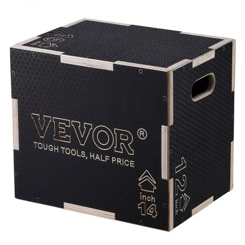 VEVOR 3 σε 1 Πλατφόρμα Άλματος Plyometric, Ξύλινο Plyo Box 16/14/12 Ίντσες, Πλατφόρμα & Κουτί Άλματος, Αντιολισθητό Κουτί Άσκησης για Προπόνηση στο Σπίτι, Εκπαίδευση Δύναμης, Μαύρο