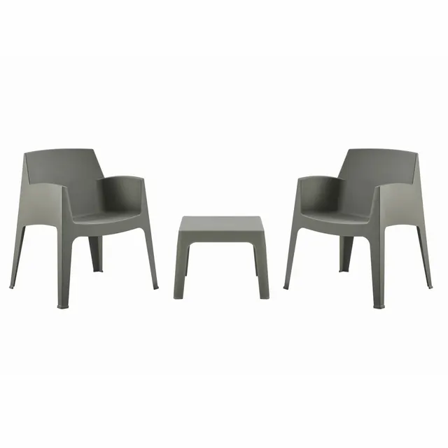 ΣΕΤ 3ΤΜΧ ΠΟΛΥΠΡΟΠΥΛΕΝΙΟΥ SLEEK HM21267.05 ΤΡΑΠΕΖΑΚΙ & 2 ΠΟΛΥΘΡΟΝΕΣ-DARK OLIVE GREEN