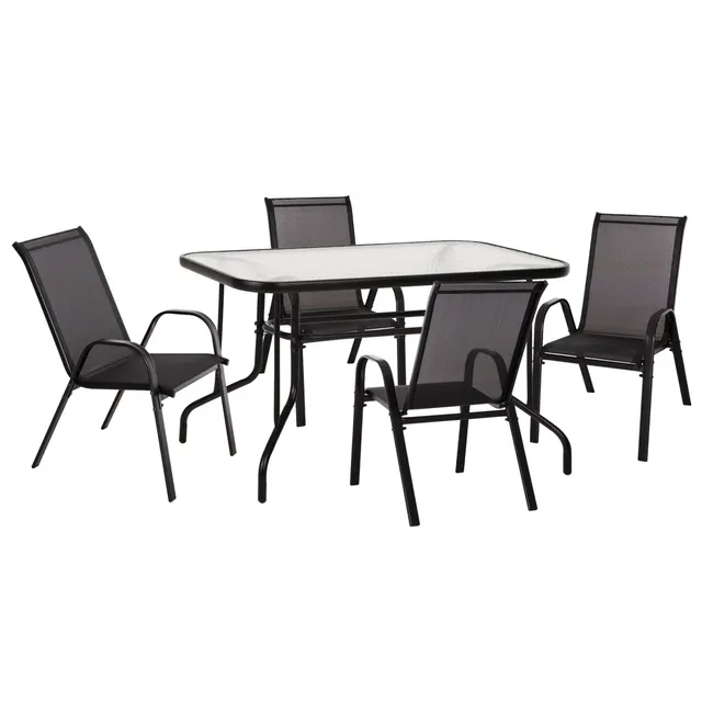 ΣΕΤ ΤΡΑΠΕΖΑΡΙΑΣ 5ΤΜΧ ADAM HM10896.03 ΤΡΑΠΕΖΙ 120x70εκ & 4 ΠΟΛΥΘΡΟΝΕΣ--ΜΑΥΡΟ