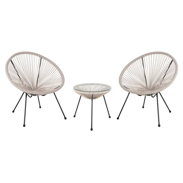 ΣΕΤ ΕΞΩΤΕΡΙΚΟΥ ΧΩΡΟΥ 3ΤΜΧ ACAPULCO HM11861.03 P.E.RATTAN ΕΚΡΟΥ-ΜΕΤΑΛΛΟ ΣΕ ΜΑΥΡΟ