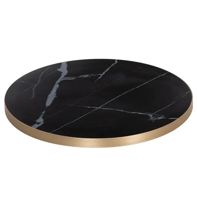ΕΠΙΦΑΝΕΙΑ ΤΡΑΠΕΖΙΟΥ SINTERED STONE HM6652.13 BLACK MARBLE--ΠΛΑΙΣΙΟ ALU ΧΡΥΣΟ Φ60εκ.