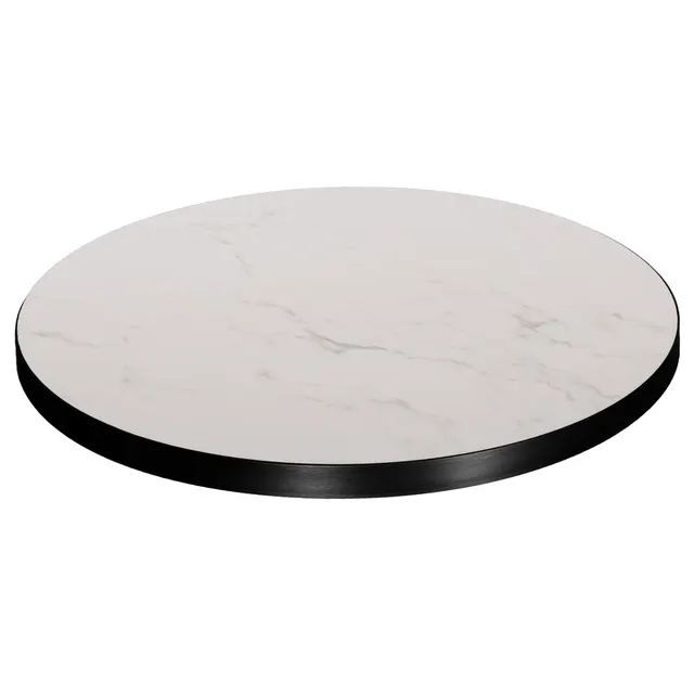 ΕΠΙΦΑΝΕΙΑ ΤΡΑΠΕΖΙΟΥ SINTERED STONE HM6652.02 WHITE MARBLE--ΠΛΑΙΣΙΟ ALU ΜΑΥΡΟ Φ60εκ.