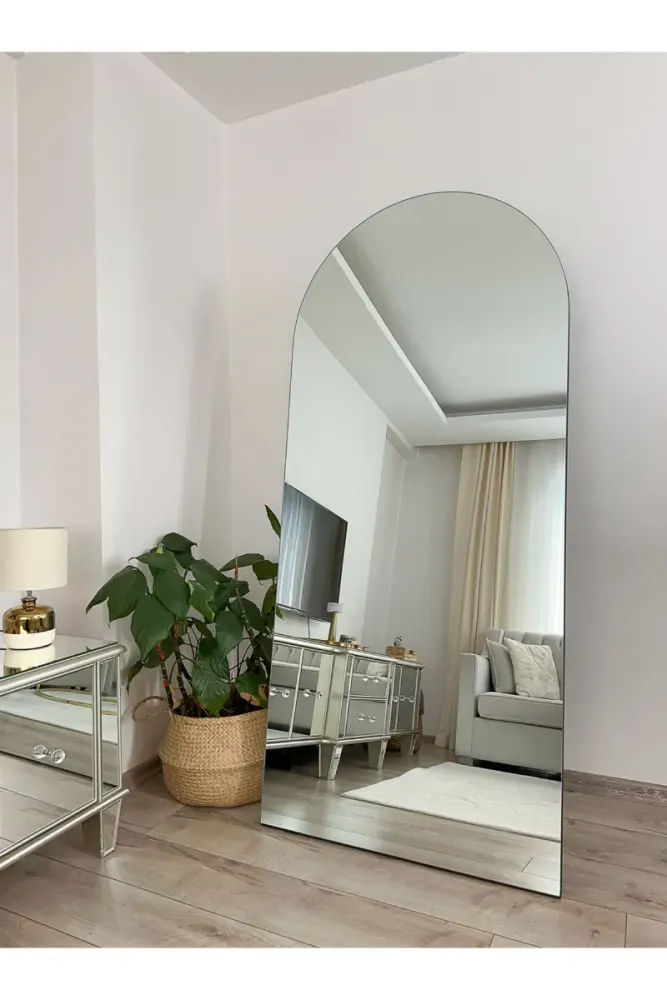 Οβάλ ολόσωμος καθρέφτης με μεταλλική βάση χωρίς πλαίσιο Λευκό 180x80 cm