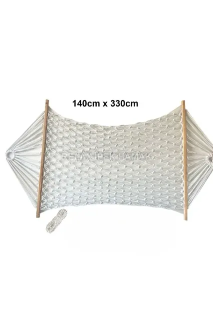 Χειροποίητη αιώρα για κήπο και πικνίκ 3.30m x 1.40m Λευκό Ένα μέγεθος 3.3x1.4 cm