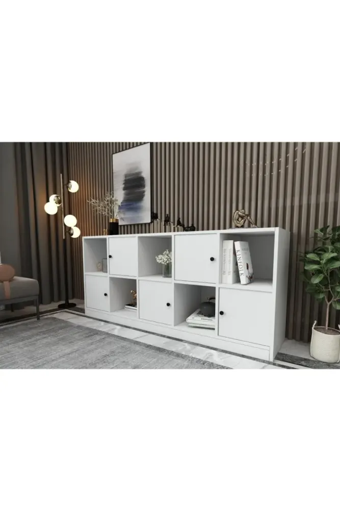 Κονσόλα με ράφι και ντουλάπι Λευκό 160x40x72 cm
