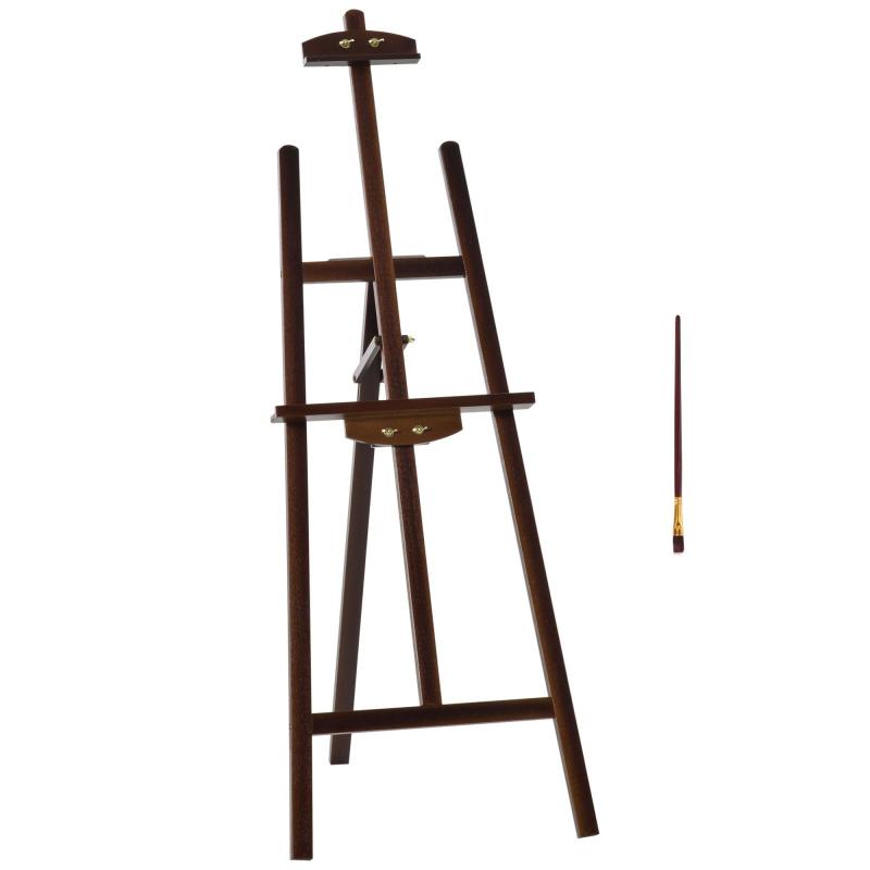 Painting Easel, 135 cm Tripod Easel for Canvas Painting, Adjustable Pine Wood Easel, Portable and Foldable (Includes Brush) – Ideal for Studios, Artists, and Painters – Coffee Finish