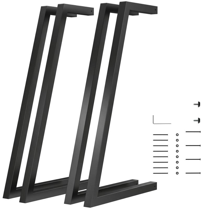4PCS/Σετ Τραπέζι Βιομηχανικού Στυλ Τετράγωνο με Ρυθμιζόμενα Πόδια, Διαστάσεις 43 x 3 x 72 cm (Μαύρο)
