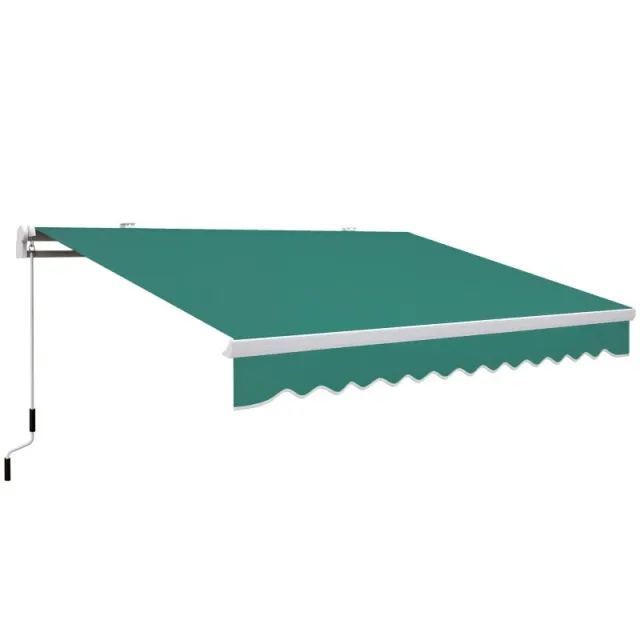 Μηχανική Τέντα 395x245 cm με Χειροκίνητο Μηχανισμό – Αλουμίνιο και 280 g/τετραγωνικό μέτρο Αντι-UV Πολυεστερικό Ύφασμα – Πράσινο (για Μπαλκόνι, Patio ή Βεράντα)