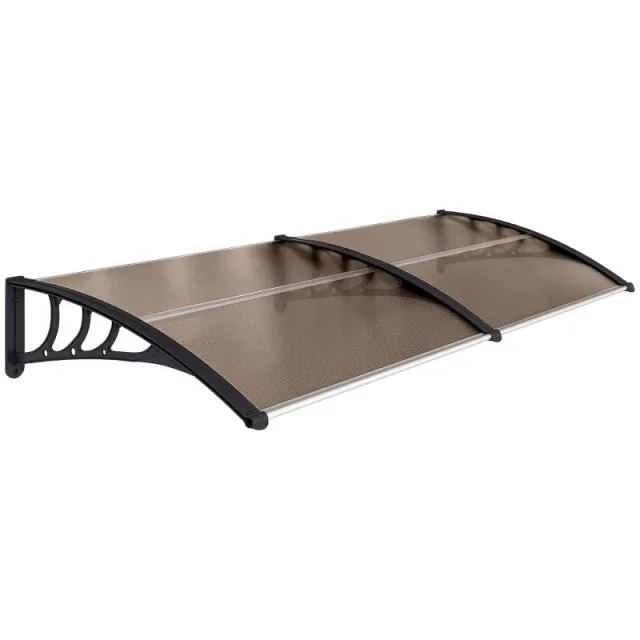 Τέντα Πόρτας και Παραθύρων 195x75 cm με Πολυκαρβονικά Πάνελ και Καφέ Αλουμινένιες Ράβδους