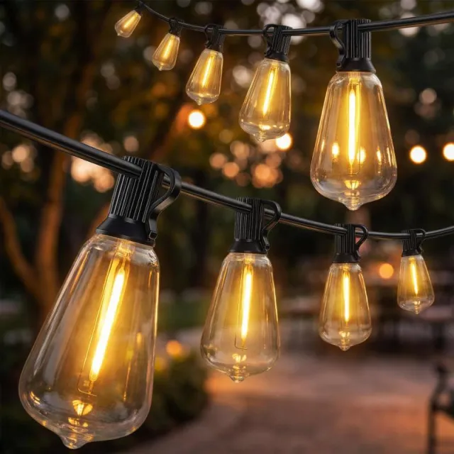 Εξωτερικά Φώτα Σχοινιού με 50 LED IP44, σε PET και Πλαστικό, 1800x3.8x9 cm, Μαύρα και Διαφανή
