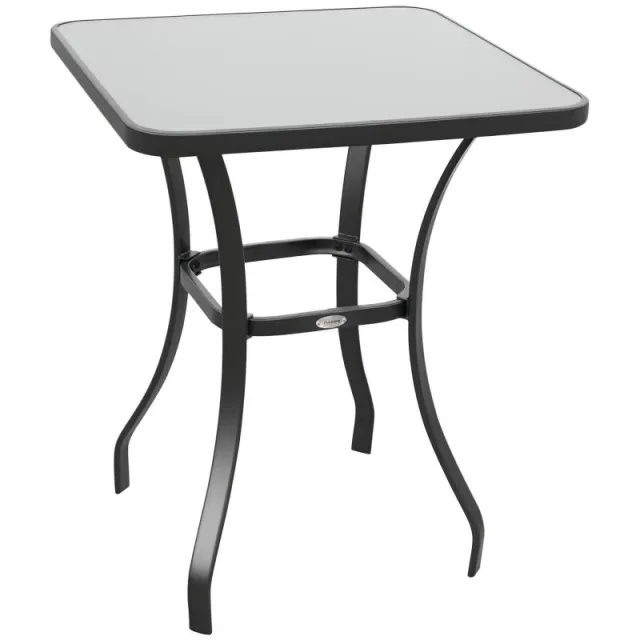 Τετράγωνη τραπεζαρία κήπου (68L x 68W x 84H cm) – Μεταλλική επιφάνεια επενδεδυμένη με εποξική βαφή, επιφάνεια από υαλοβάμβακα.