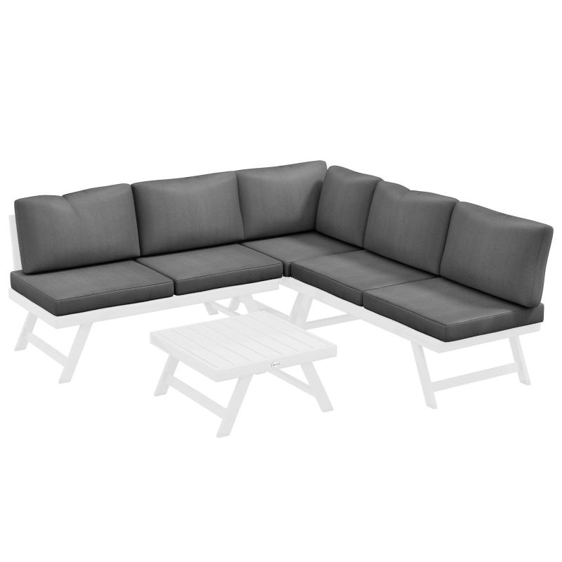 Σετ κήπου 4 τεμαχίων, σετ επίπλων lounge, 115 εκ. x 61 εκ. x 65 εκ., γκρι + λευκό