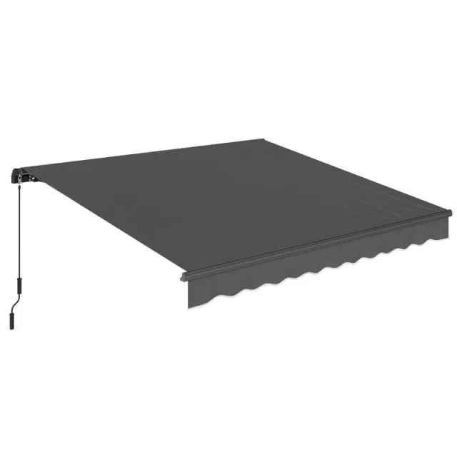 Αναδιπλούμενη τέντα (350 x 300 cm) – περιλαμβάνει μανιβέλα και στήριγμα τοίχου; ρυθμιζόμενη γωνία.
