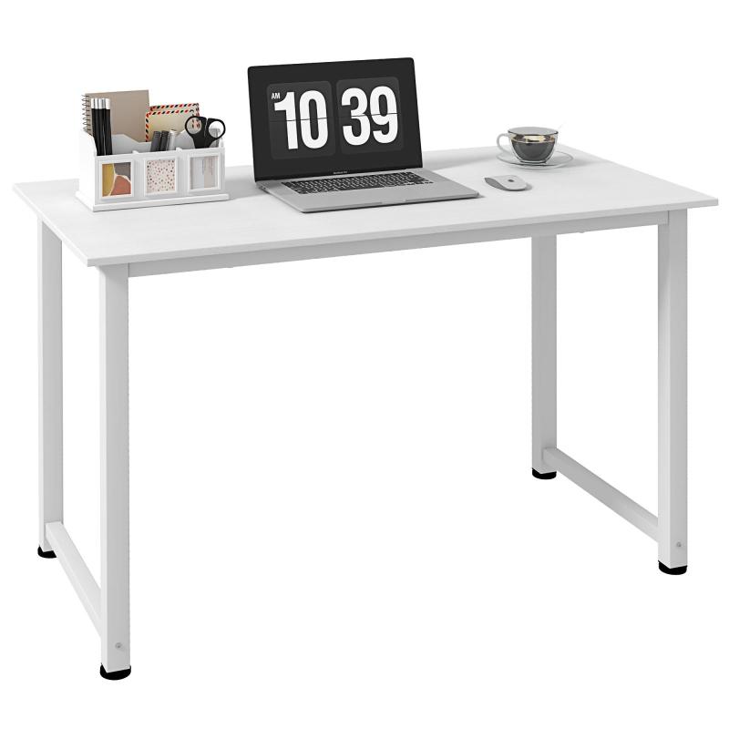 Γραφείο υπολογιστή/τραπέζι φαγητού, 120L x 60W x 76H cm, Πολυλειτουργικό, Μεγάλη Λευκή Επιφάνεια, Μεταλλικό Σκελετό