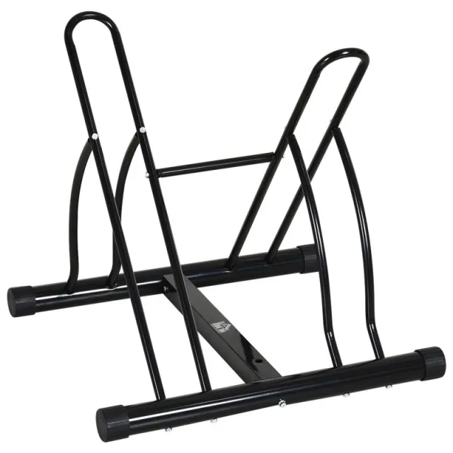 Ράφι Δαπέδου για 2 Ποδήλατα (Ελαστικά έως 6.5 cm), Ρυθμιζόμενο Μαύρο Μεταλλικό Σκελετό, 60x54x57 cm