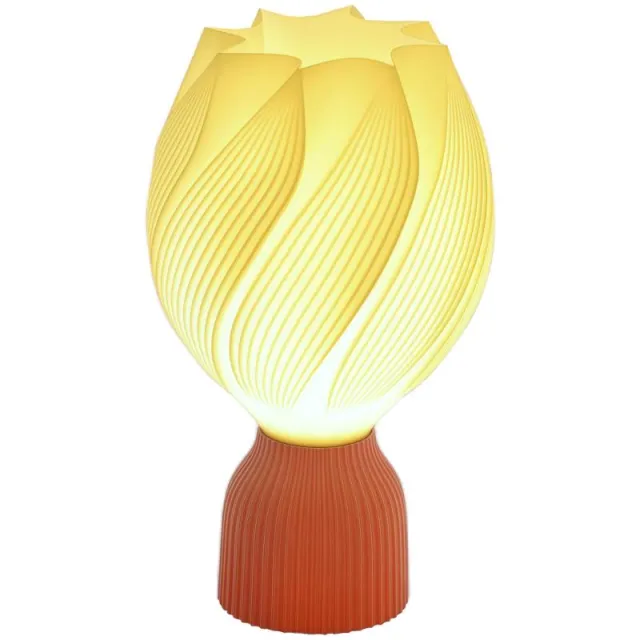 3D LED Επιτραπέζιο Φωτιστικό με Σχέδιο Πέταλου – Ζεστό Φως για Κομοδίνο και Γραφείο – Διάμετρος 16.5 x 28 cm – Λευκό και Τερακότα
