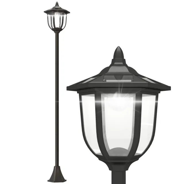 Ηλιακό Φωτιστικό Κήπου Φωτεινός Στήλη με 6 LED Φώτα με Επαναφορτιζόμενη Ηλιακή Μπαταρία με Αυτονομία 6-8 Ωρών 26.5x177cm Μαύρο