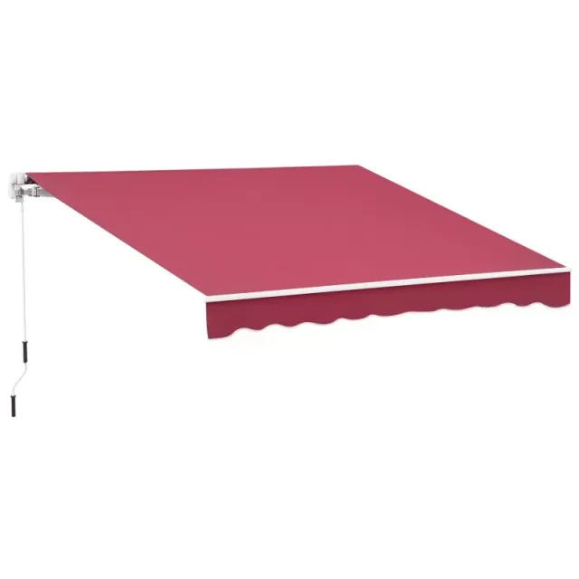 Μηχανικό Στέγαστρο 395x245 cm με Χειροκίνητο Μηχανισμό – Αλουμίνιο και 280 g/τετραγωνικό μέτρο Αντι-UV Πολυεστερικό Ύφασμα – Κόκκινο (για Μπαλκόνι, Αυλή ή Βεράντα)