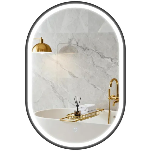 LED καθρέφτης μπάνιου 50x70cm, τοίχου φωτιζόμενος καθρέφτης μπάνιου με διακόπτη αφής και φωτισμό 3 χρωμάτων