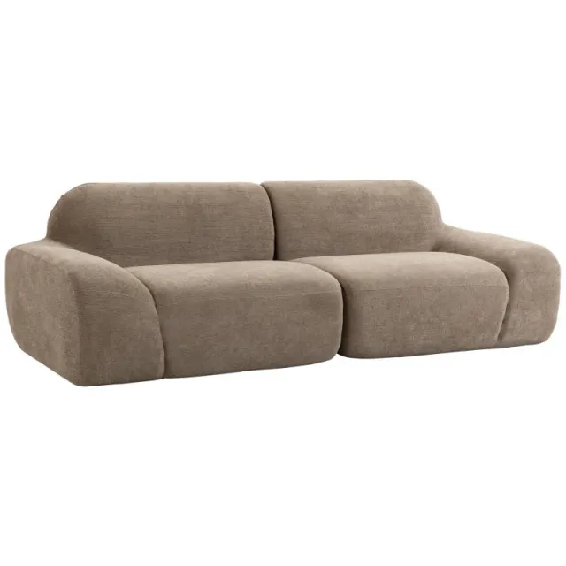 Καναπές Chenille 3 Θέσεων 244 cm, Μοντέρνος Καναπές Σαλονιού, Φαρδύ Κάθισμα και Βραχίονες, Τσέπες Ελατηρίων, Ανοιχτό Καφέ