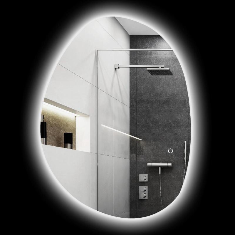 LED καθρέφτης μπάνιου 80 x 60 cm, τοίχου φωτιζόμενος καθρέφτης με αντιθαμβωτική λειτουργία, λειτουργία μνήμης, IP44, ασημί