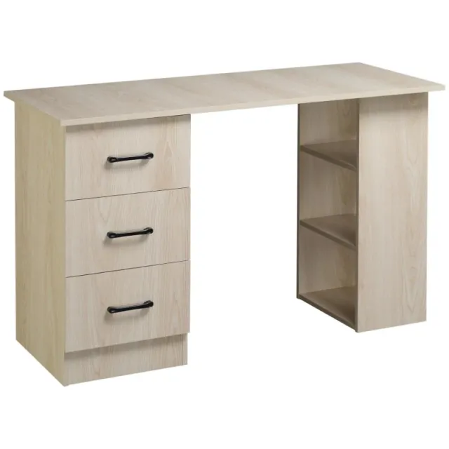 Γραφείο 120 x 50 cm με ράφια και συρτάρια – για μικρούς χώρους, γραφείο στο σπίτι ή υπνοδωμάτιο – φινίρισμα ξύλου
