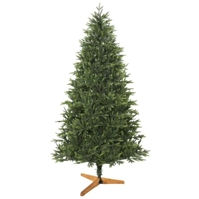 Τεχνητό Χριστουγεννιάτικο Δέντρο Nordmann Fir 210 cm, 1,008 Ρεαλιστικές Ανοιγόμενες ΠΕ Άκρες, Ξύλινη Βάση, Πράσινο