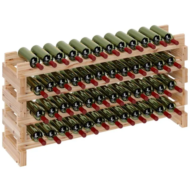 Ράφι Κρασιών 48 Μπουκαλιών 114 x 28 x 56.5 cm Φυσικό Ξύλο