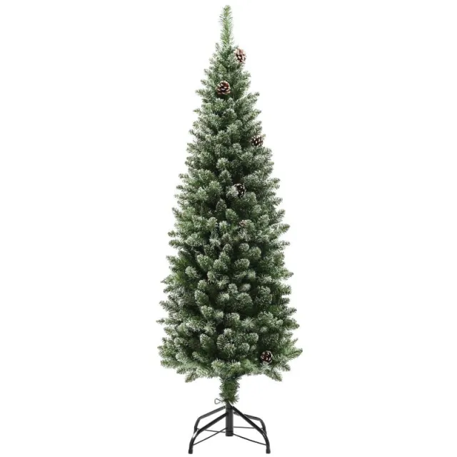 Τεχνητό Χριστουγεννιάτικο Δέντρο 150 cm με 395 Tips, 30 Κουκουνάρια και Μεταλλική Στήριξη – Πράσινο Εσωτερικό Χριστουγεννιάτικο Δέντρο για Σαλόνι